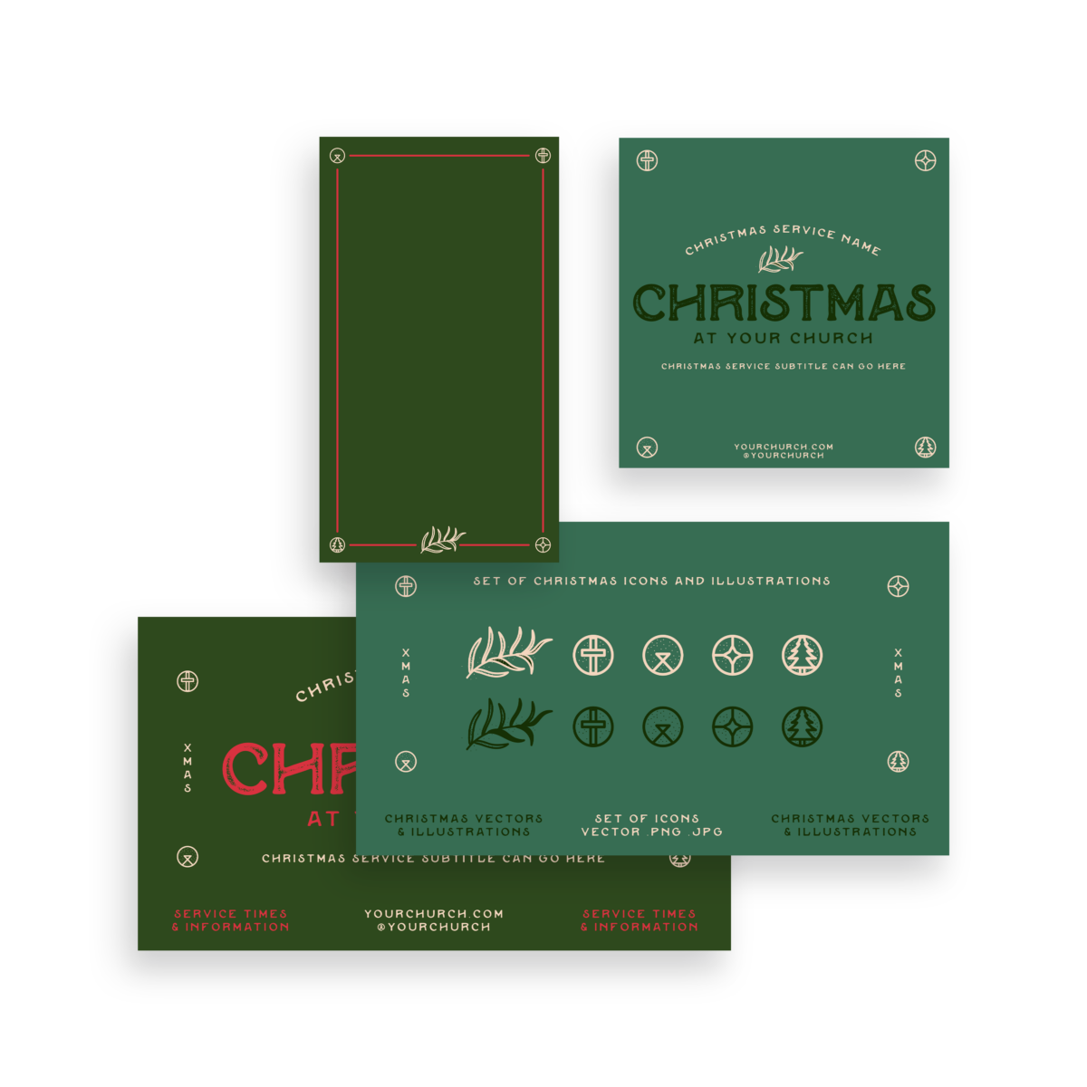 Evergreen Christmas Service Graphic Package